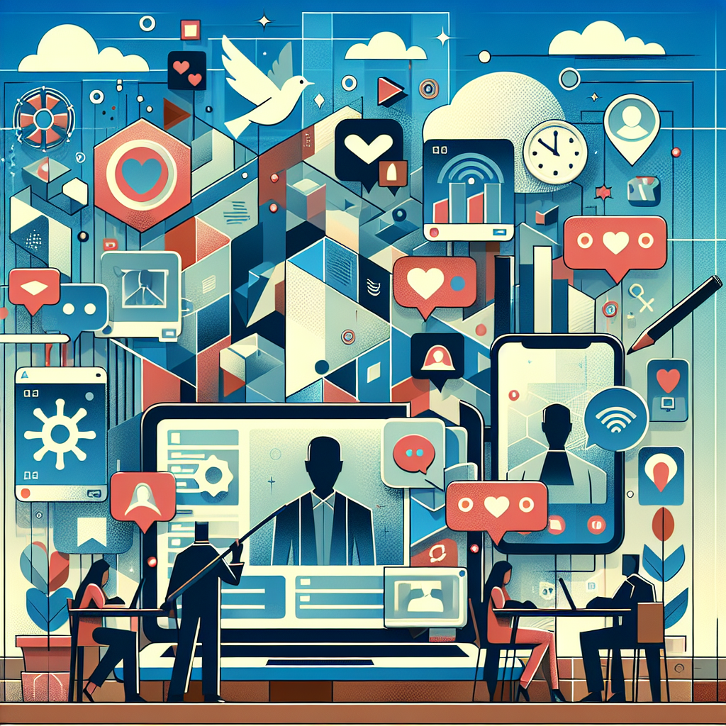 Illustration of video conferencing on tablets in a open laptops with productivity apps setting, with a happy mood.