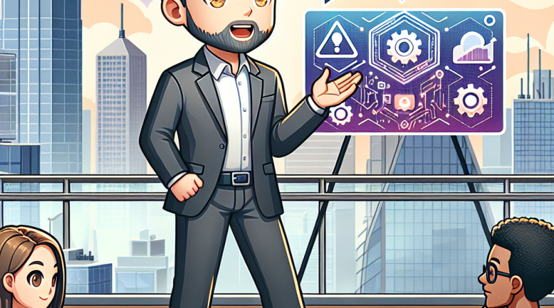 Illustration of men in casual business attire presenting in a urban rooftop offices setting, with a determined mood.