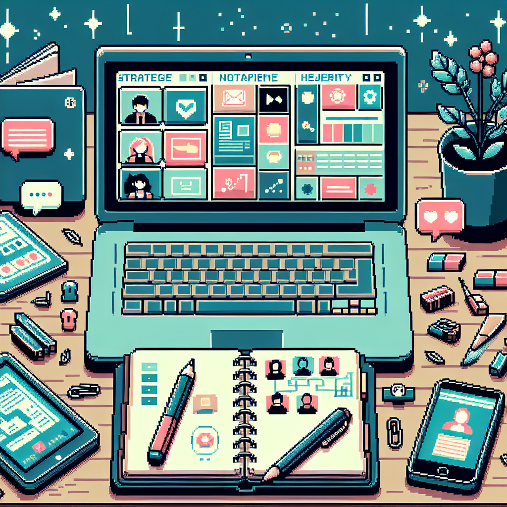 Illustration of writing in notebooks with tablets nearby in a open laptops with productivity apps setting, with a creative mood.