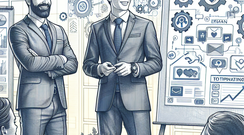 Illustration of men in casual business attire presenting in a legacy business interiors setting, with a happy mood.