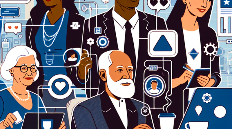 Illustration of diverse entrepreneurs over 40 in a coffee shop settings setting, with a focused mood.