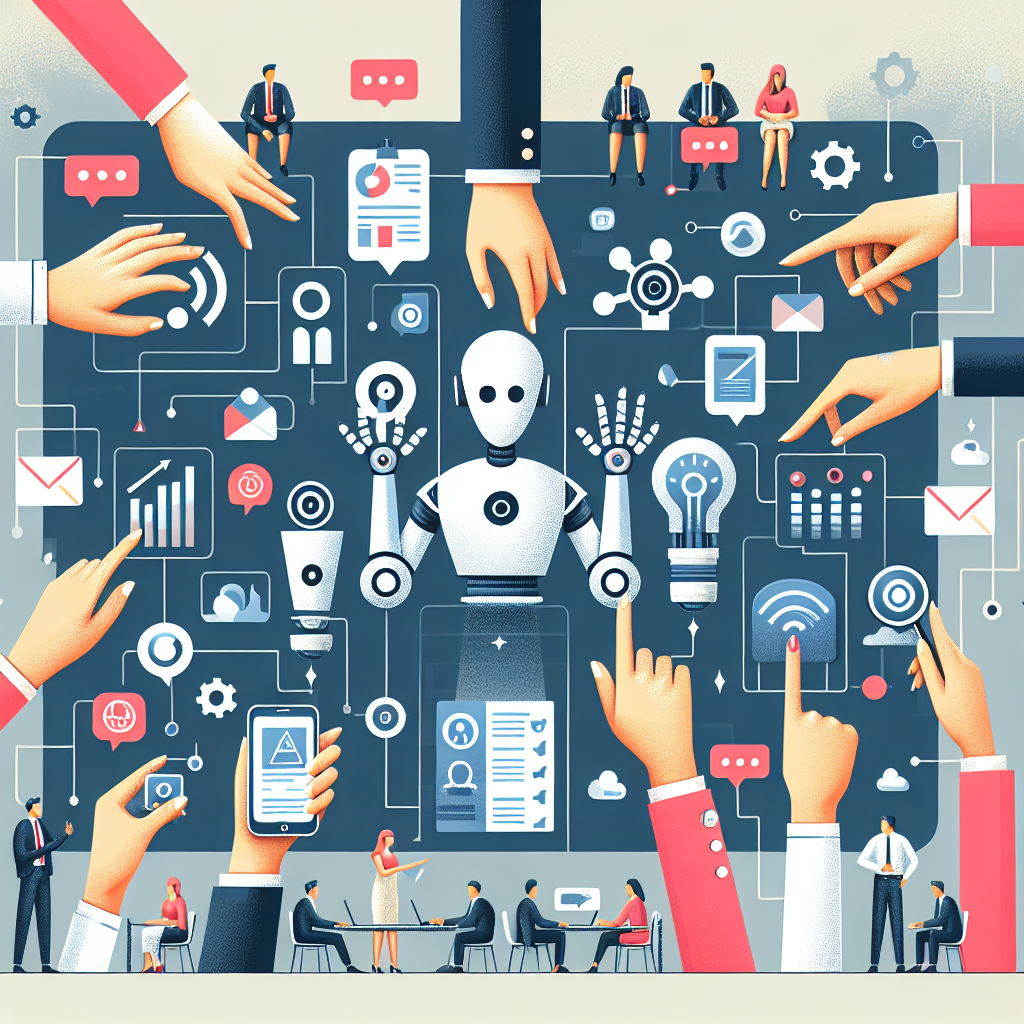 Illustration of hands using ai-powered tools in a minimalist tech environments setting, with a determined mood.